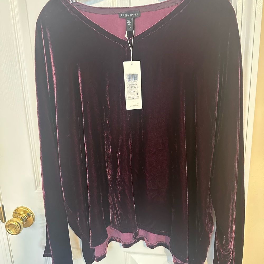 Eileen Fisher Rich Crushed Velvet Blouse - CLEARANCE